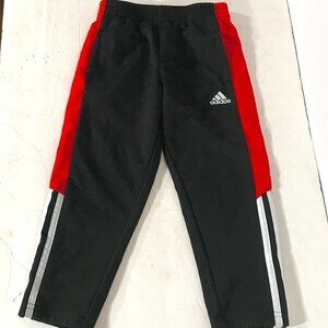 ADIDAS Kids Boys Black Red Stripe Running Runner Track Workout Sweatpants Pants